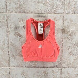 Adidas Mesh Lined Racerback Sports Bra Neon Orange Techfit Control Size S